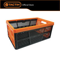 TACTIX Collapsible Plastic Storage Crate 32L (320232) | Foldable Basket Organizer Box 50.5×33.5×22cm