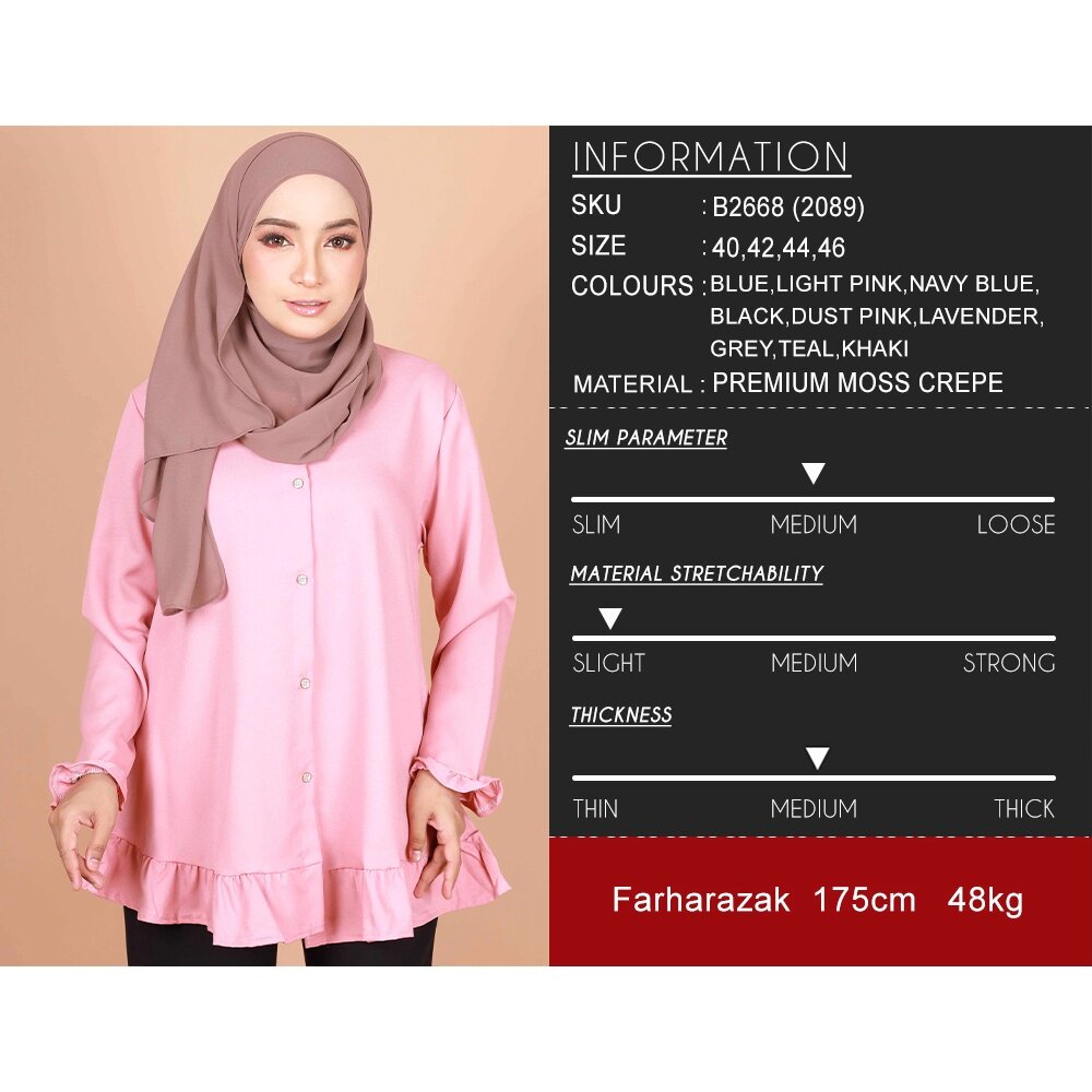 Aisyah Fashion Blouse Front Button Best Selling