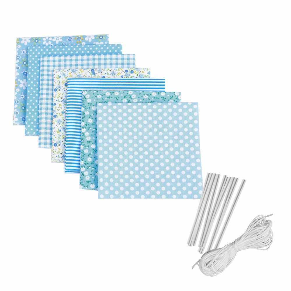 DIY MulticolorsCover Kit 6M Elastic Ear Hanging Rope+10PCS Nose Bridge Strips+7 PCS 25cm*25cm Non-woven Fabric Cloth in Silimilar Color (Blue)