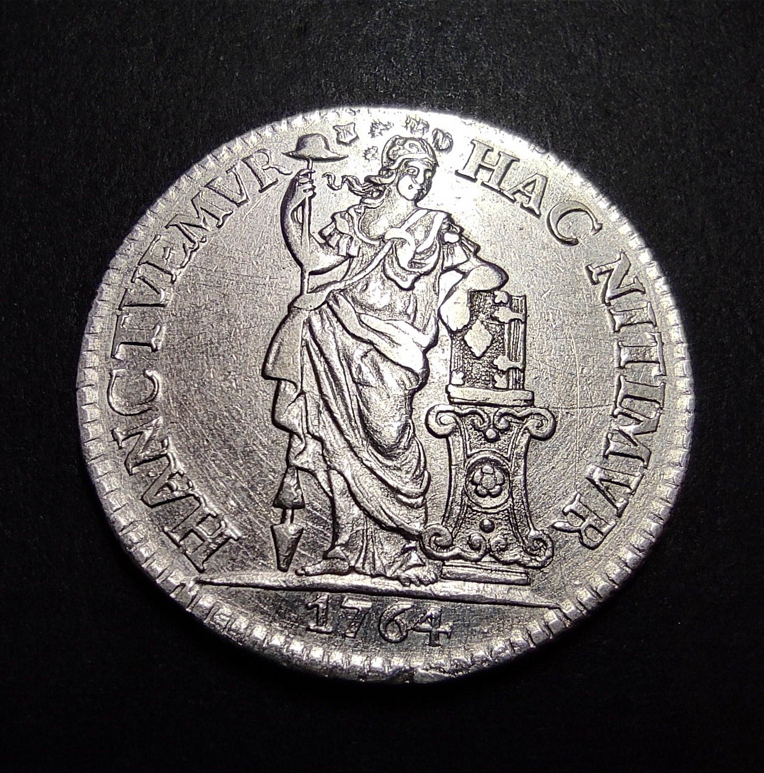 Netherlands Utrecht Old SIlver Coin 1 Gulden Year 1764 ( Rare - High Grade)