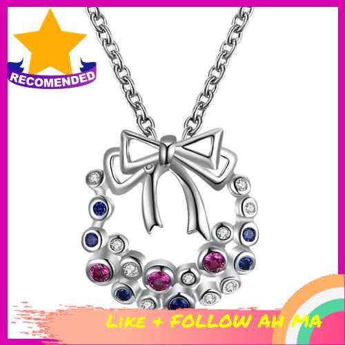 Best Selling Christmas Zircon Necklace with A Bow (Silver)