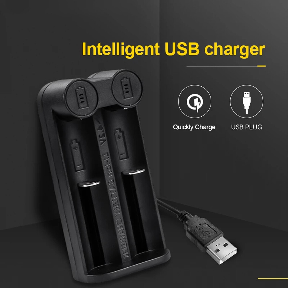 Foriot Sạc Pin Có Thể Sạc Lại Sạc Pin 18650 Bộ Sạc Thông Minh Usb2.0 2 Khe, 26650 18350 32650 21700 26500 Ni-mh/Ni-Cd