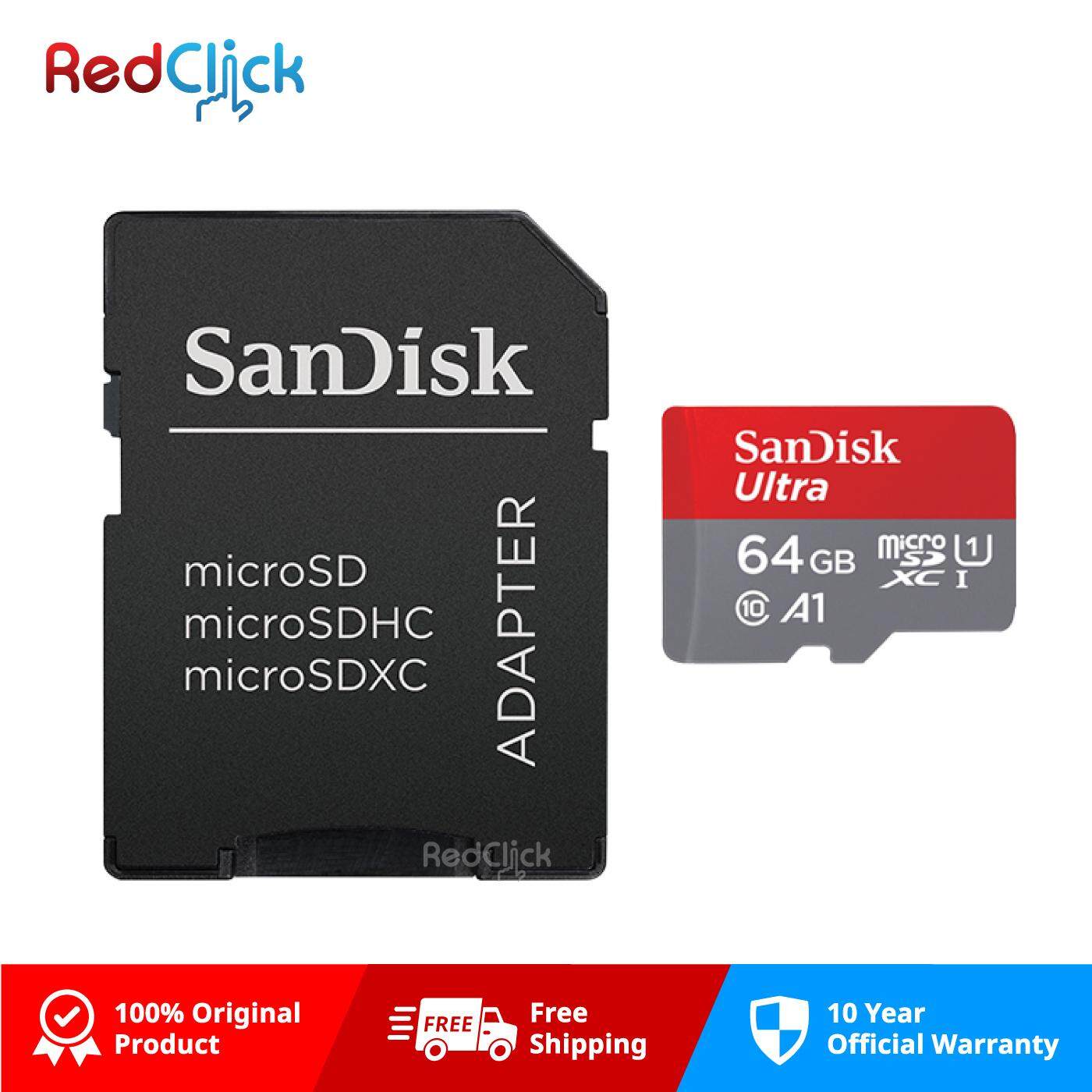 SanDisk Ultra 64GB 100MB/s Full HD A1 microSDXC UHS-I Card with Adapter