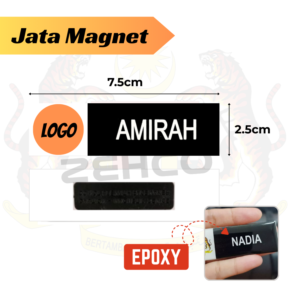 Formal Name Tag Pin Cikgu/Pekerja Pejabat/Murid Standard/Epoxy Logo Name Tag Logo Engrave 名牌定制