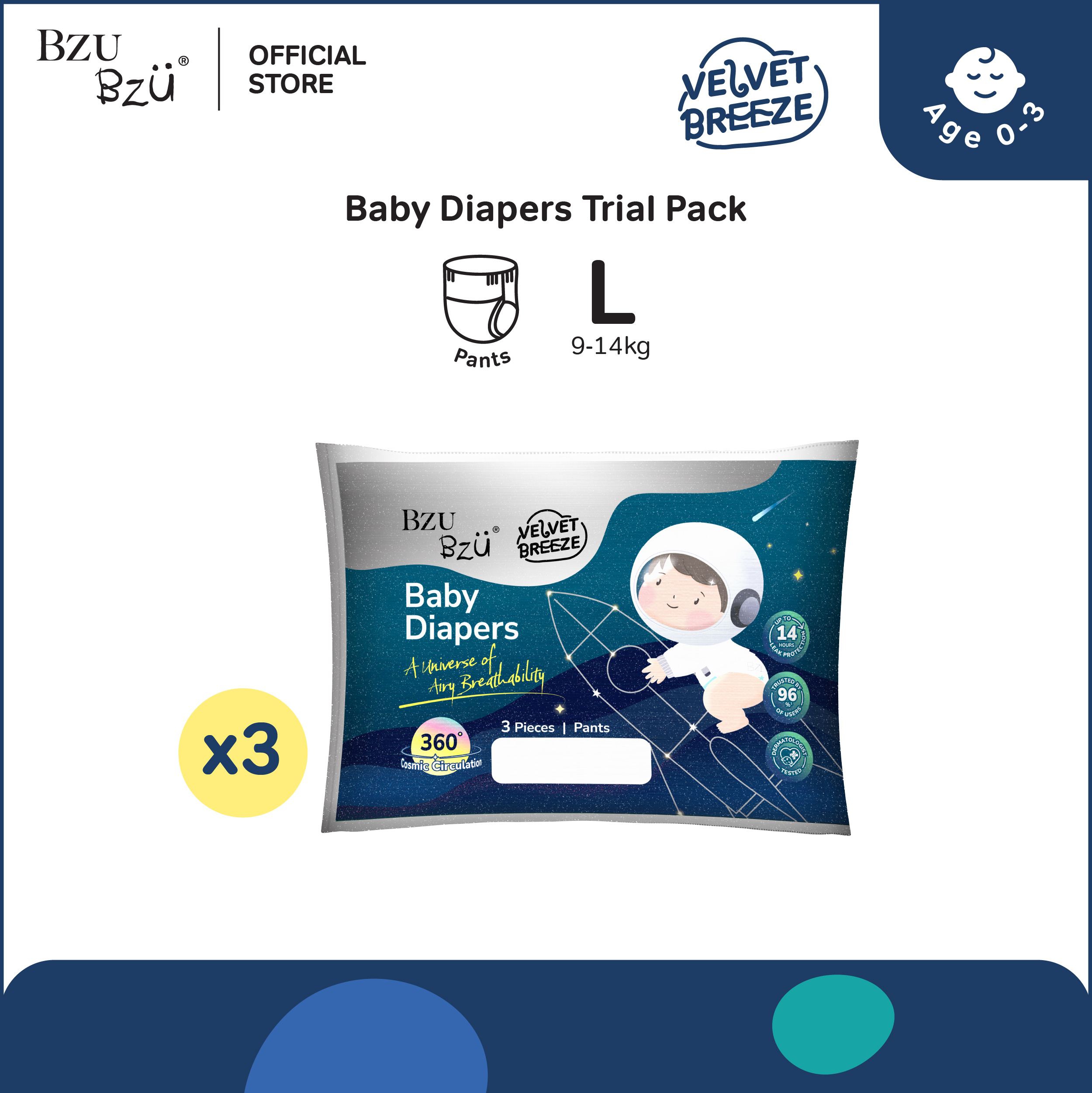 BZU BZU VelvetBreeze Baby Diapers Pants Trial Pack Bundle