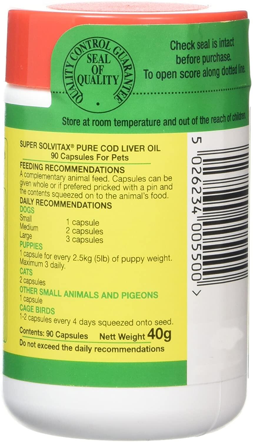 Super Solvitax Pure Cod Liver Oil Capsules for Pets 90 Capsules minyak ikan kod hair & skin bulu cantik