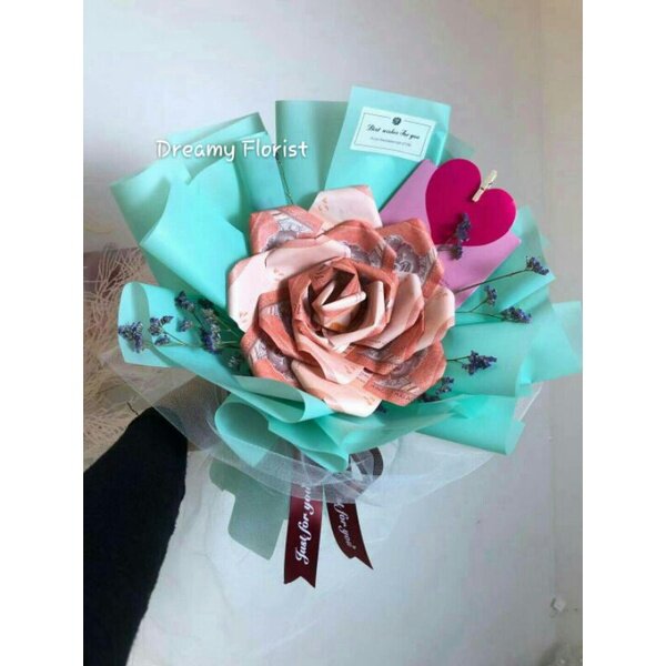 ? 温馨粉色钱花束 ? Warm Pink Money Rose Bouquet ?| 520情人节礼物生日 有钱花 钞票花 Romantic Valentines suprise Gift Birthday Duit bouquet