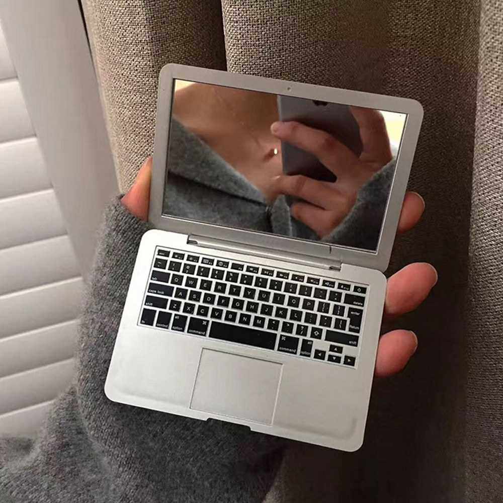 Best Selling Mini Pocket Laptop Mirror Computer Glass Women Girls Cute (White)