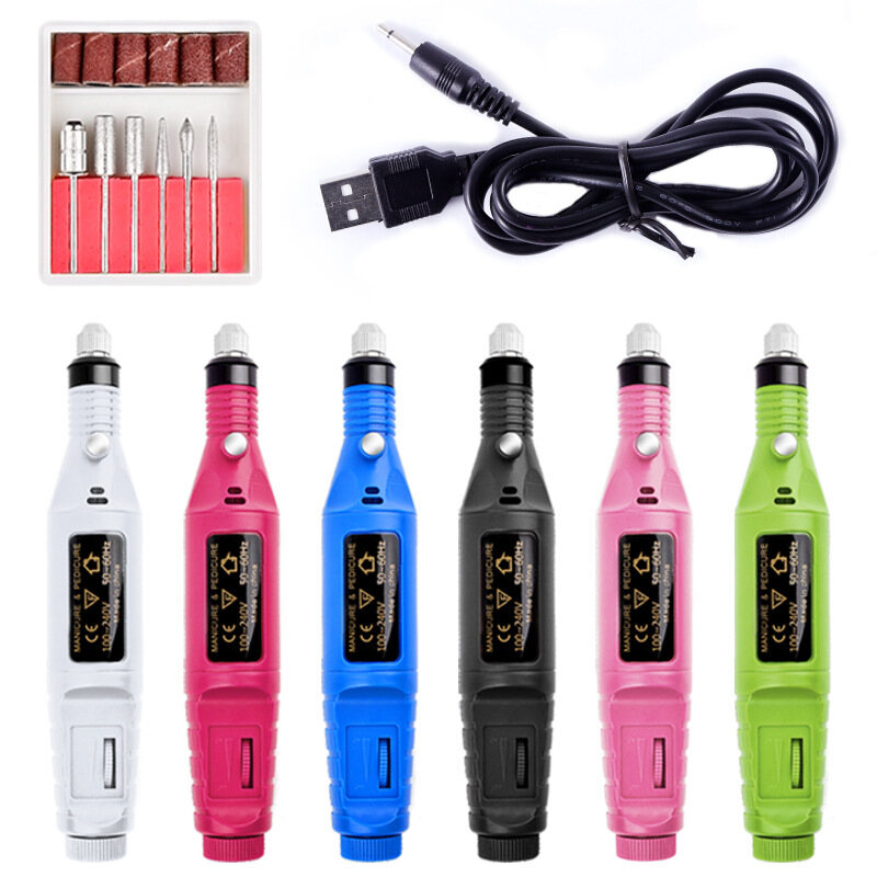Mini Máy Mài Móng điện Set Máy làm móng tay làm móng nghệ thuật bút Móng Chân giũa móng dụng cụ nghệ thuật Cutter Mill Với đầu giũa móng 1 Bộ