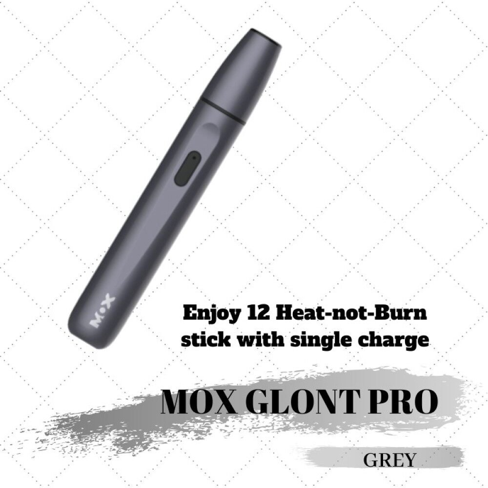 MOX Glont Pro - HEAT NOT BURN Free Gift Cleaning Device 12 Continuous Sticks in SIngle Charge (Dark Grey)