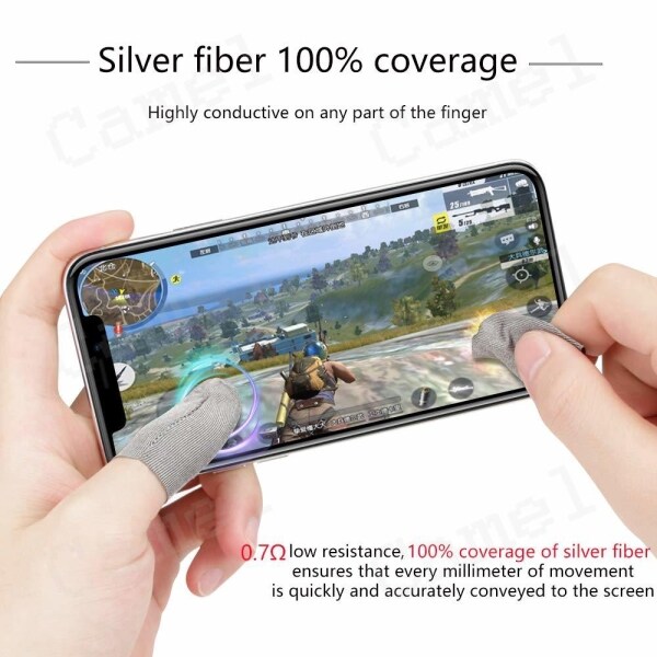 4PCS Sterling Silver Fiber Ultra-Thin Finger Sleeve Anti-Sweat Breathable For Players Mobile Game