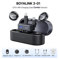 BOYA BOYALINK 3 Wireless Microphone Button-Sized Lapel Microphone AI-Powered Noise Cancelling Microphone for Vlogging Android iPhone DSLR