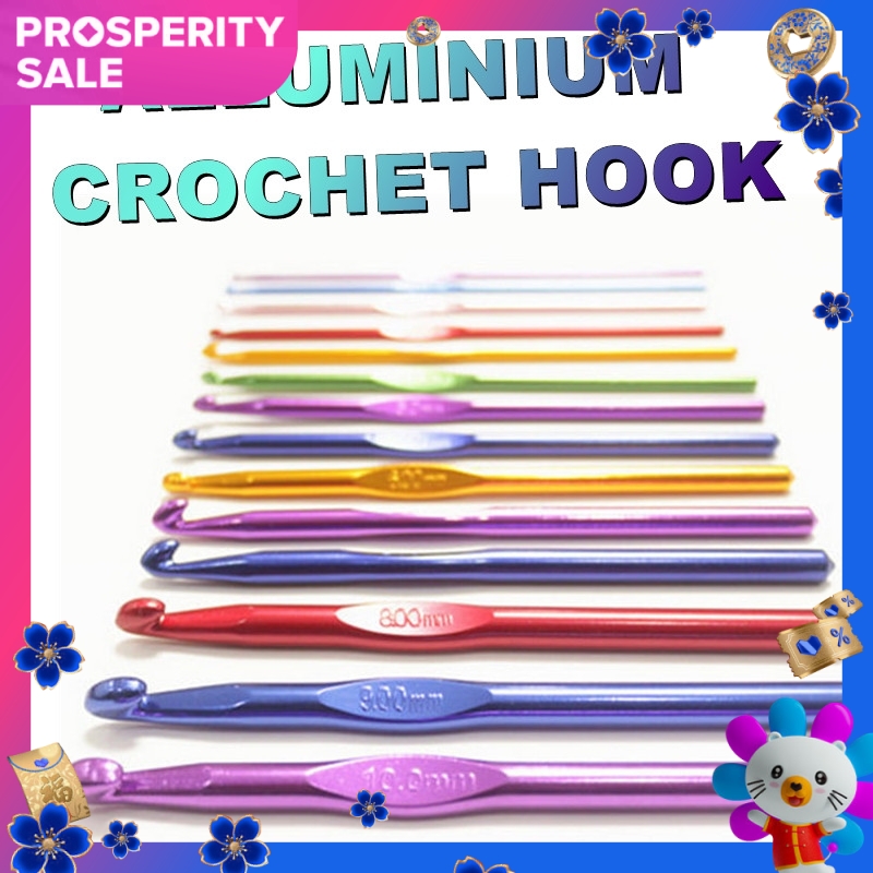 Aluminum Crochet Hook Weave Knit Hand Woven Tool Needles Knitted Craft Knitting Tool (2.0-6.0mm) Jarum Kait Aluminum