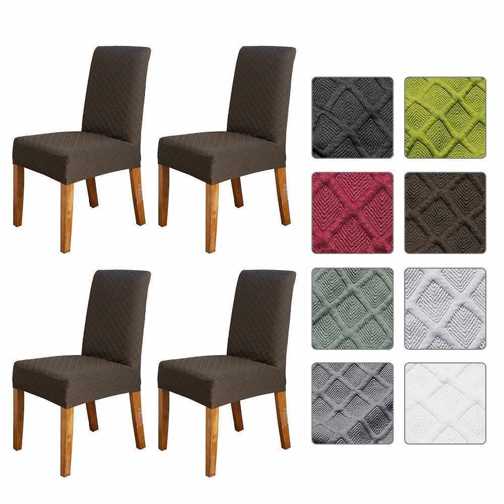 Stretch Solid Diamond Lattice Dining Chair Cover Slipcover Removable Washable Short Dining Chair Protector Seat Solid Slipcovers for Hotel Dining 4pcs Coffee (Coffee)
