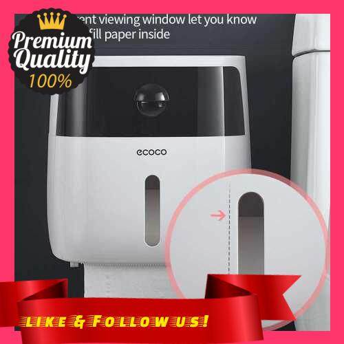 People’s Choice Toilet tissue box toilet toilet paper rack toilet box free punch waterproof roll paper tube creative pumping tray Double Tissue Box-Black + White (White & Black)