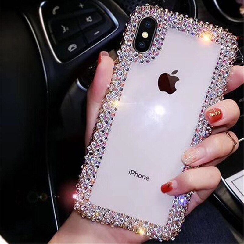 Ốp Lưng Đính Đá Sang Trọng Acrylic Ốp Điện Thoại Cho iPhone 12 Pro 6 6S 7 8 11 12 Mini X XR XS Max V