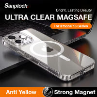 Sanptoch For Magsafe Crystal Clear Phone Case For iPhone 18 17 16 15 14 13 12 Pro Max Slim Transparent Hard Cover For iPhone 17Air 16 15 14 Plus Military Grade Shockproof Protection Casing