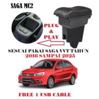 Proton Saga VVT MC2 MC3 Arm Rest USB Type C Port Armrest Console Box Storage Box Seat Gap Storage Side Back Seat Organizer Pocket Cup Holder Drink Holder Container Box Phone Charging Accessories Saga New