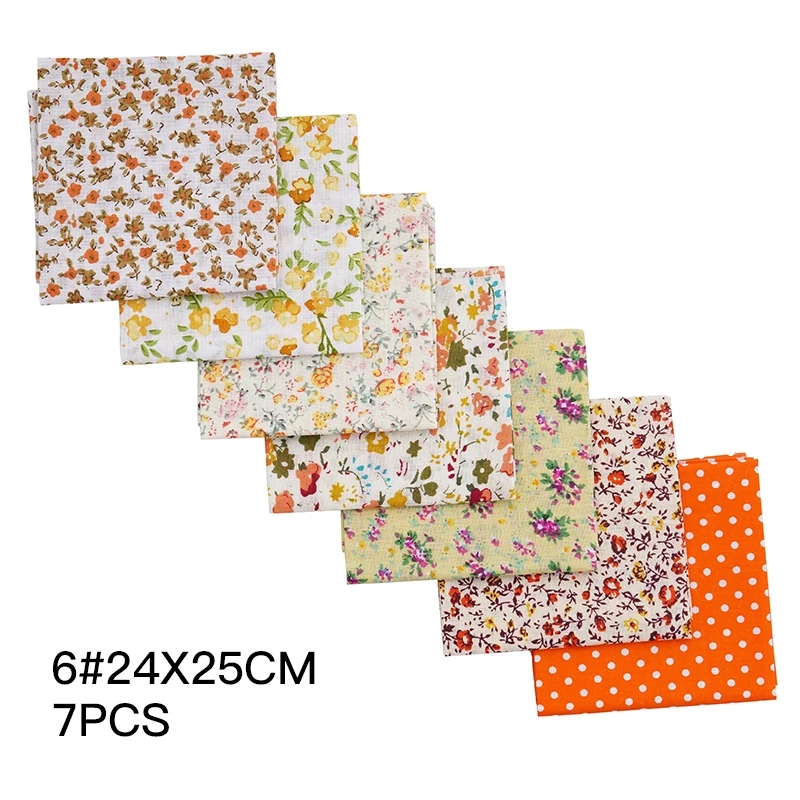 7 in 1 Cotton Fabric Set each size 24x25cm quilt patchwork material Patchwork Printed Sewing Quilting Needlework Home DIY Handmade Decorative Accessories