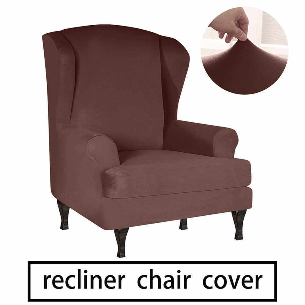 Sofa Cover Stretch Recliner Chair Cover Furniture Protector Couch Soft with Elastic Milk Silk Fabric (Brown)