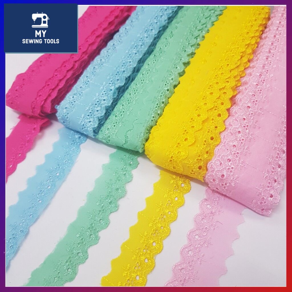 Cotton Lace 1 Inch (15yard/roll) | Lace Sulam