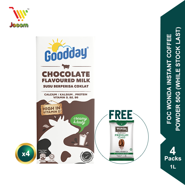 Goodday UHT Chocolate Milk (4 x 1L) FREE Wonda Instant Coffee Powder 50g [KL & Selangor Delivery Only]
