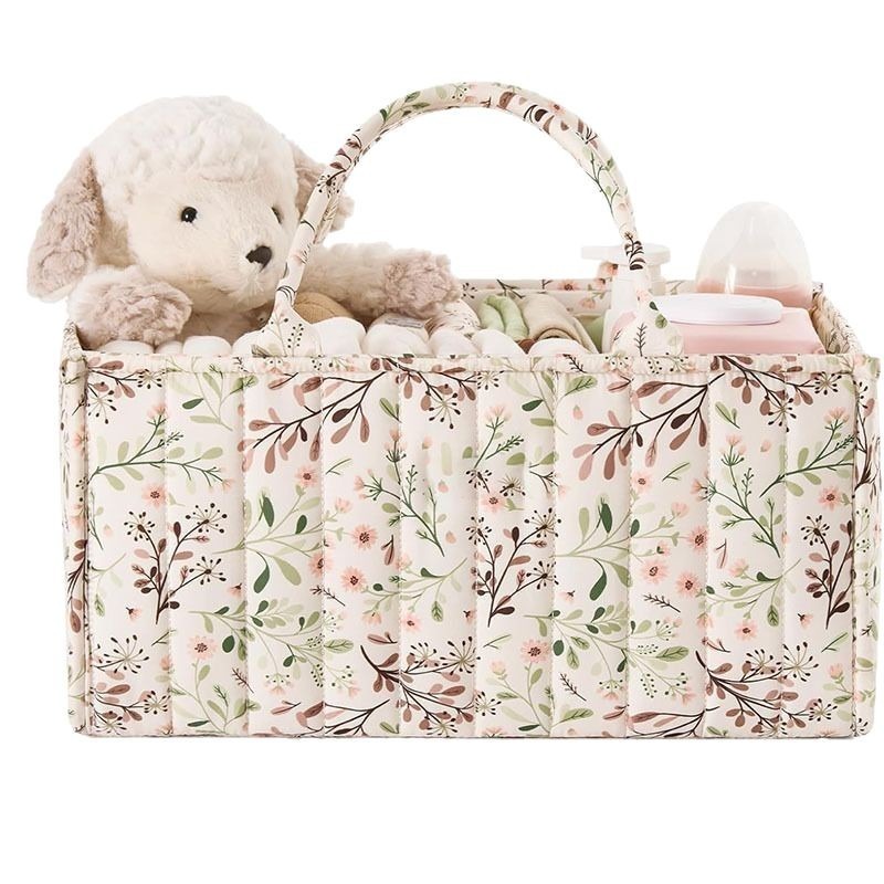 Diaper Caddy Organizer Stylish Nursery Storage Basket Floral Portable Diaper Bag Baby Shower Gift Newborn Essentials Pastoral Daisy