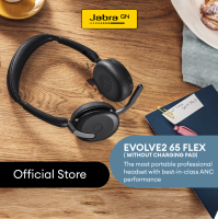 Jabra Evolve2 65 Flex MS Stereo (Link380A) – Professional Wireless Office Headset with Mic & Active Noise Cancellation