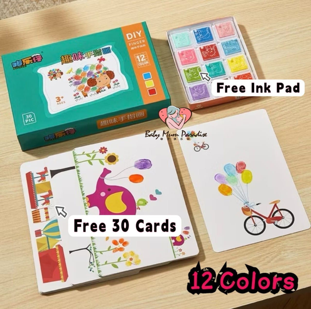 Finger Painting Art Kit Set/12&24 Colors Stamp Pad/DIY Art Craft Coloring Book/Washable Finger Paint/Early Education Kids