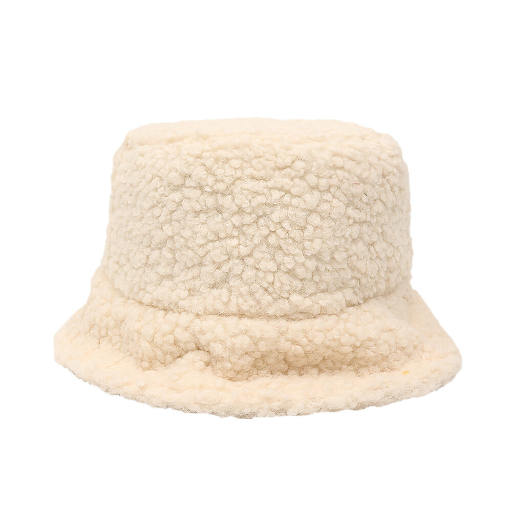 【♡Lovely girls house♡】Korean Style Unisex Bucket Hat Graffiti Solid Fishing Fisherman Hat Autumn Winter Lamb Wool Outdoor Warm Panama Cap for Women 2021 - 3