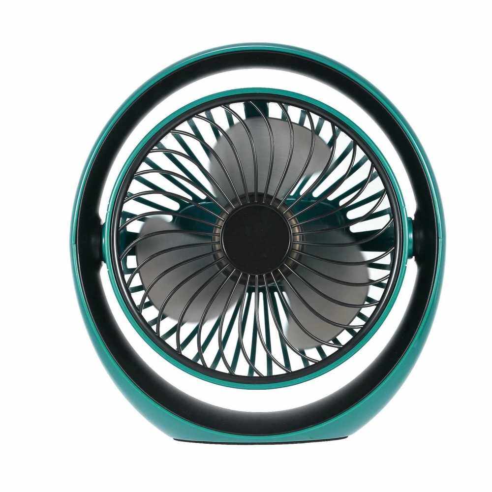 USB Desk Fan Low Noise Portable Rechargeable Fan for Home Office Library Dormitory Traveling 3 Speeds 270 Adjustment (Green)