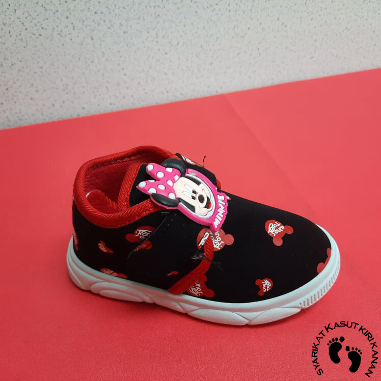 ✨Ready Stock✨ Kasut Kiri Kanan Kids Shoe For Girls Children Magic Sticker Micky Mouse Shoe