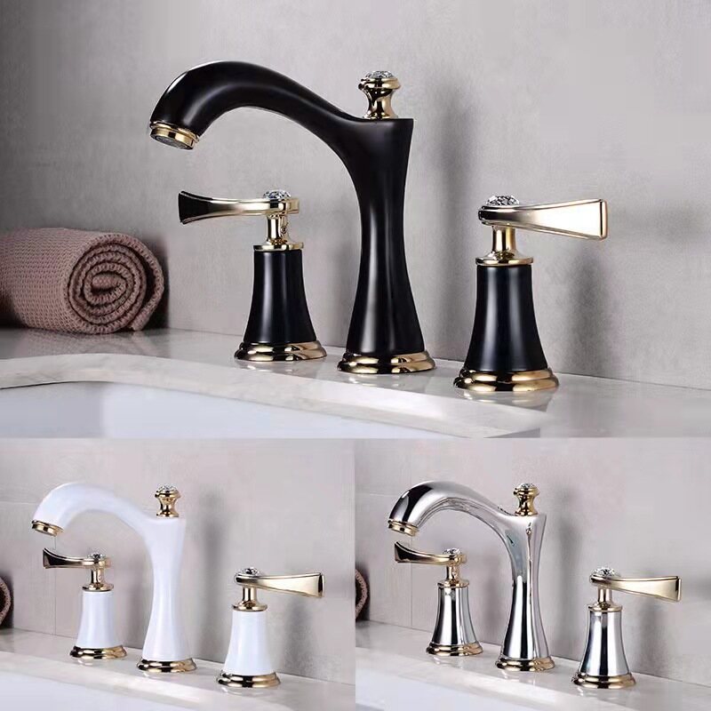 Biggers 3 lỗ vòi nước chậu rửa phòng tắm nước nóng lạnh đôi tay cầm điều khiển máy trộn nước nóng lạnh