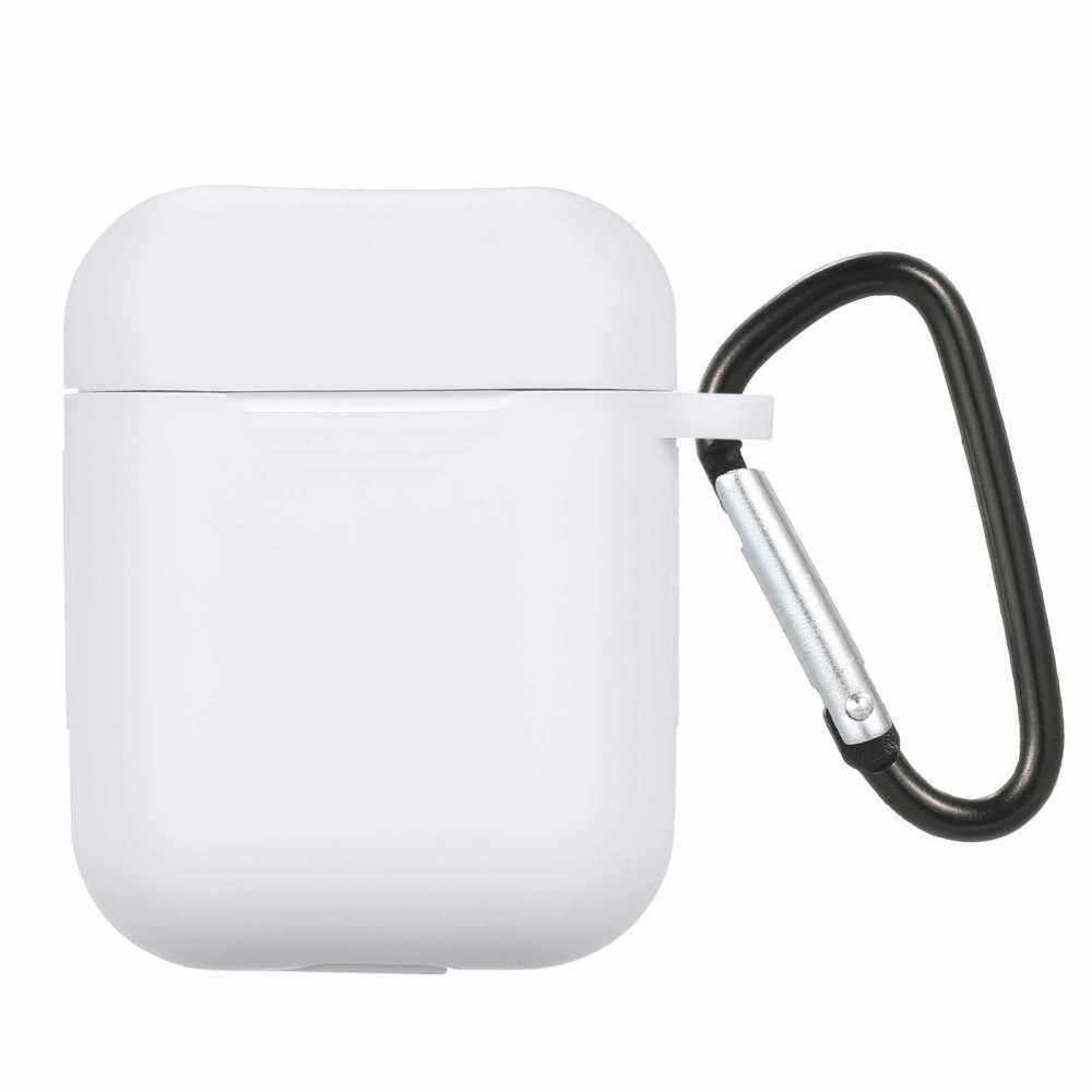 Silicone Headphones Case Replacement for Apple AirPods Wirelessly BT Headset Protective Earphone Cover with Carabiner (Transparent)