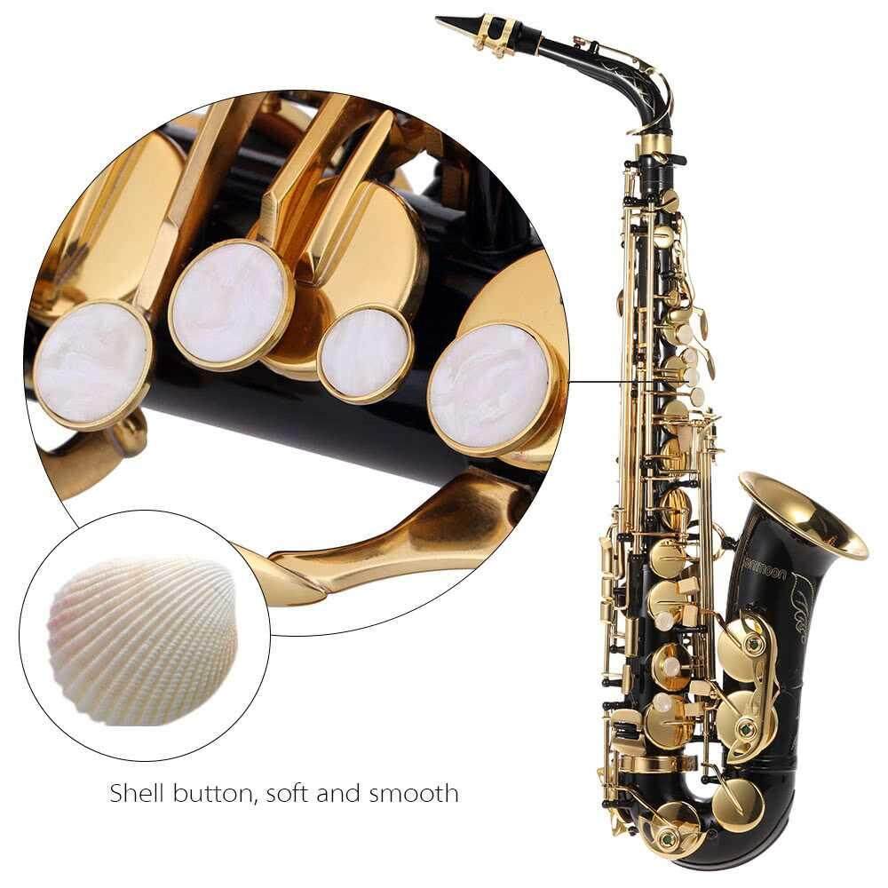ammoon bE Alto Saxphone Brass Lacquered Gold E Flat Sax 82Z Key Type Woodwind Instrument with