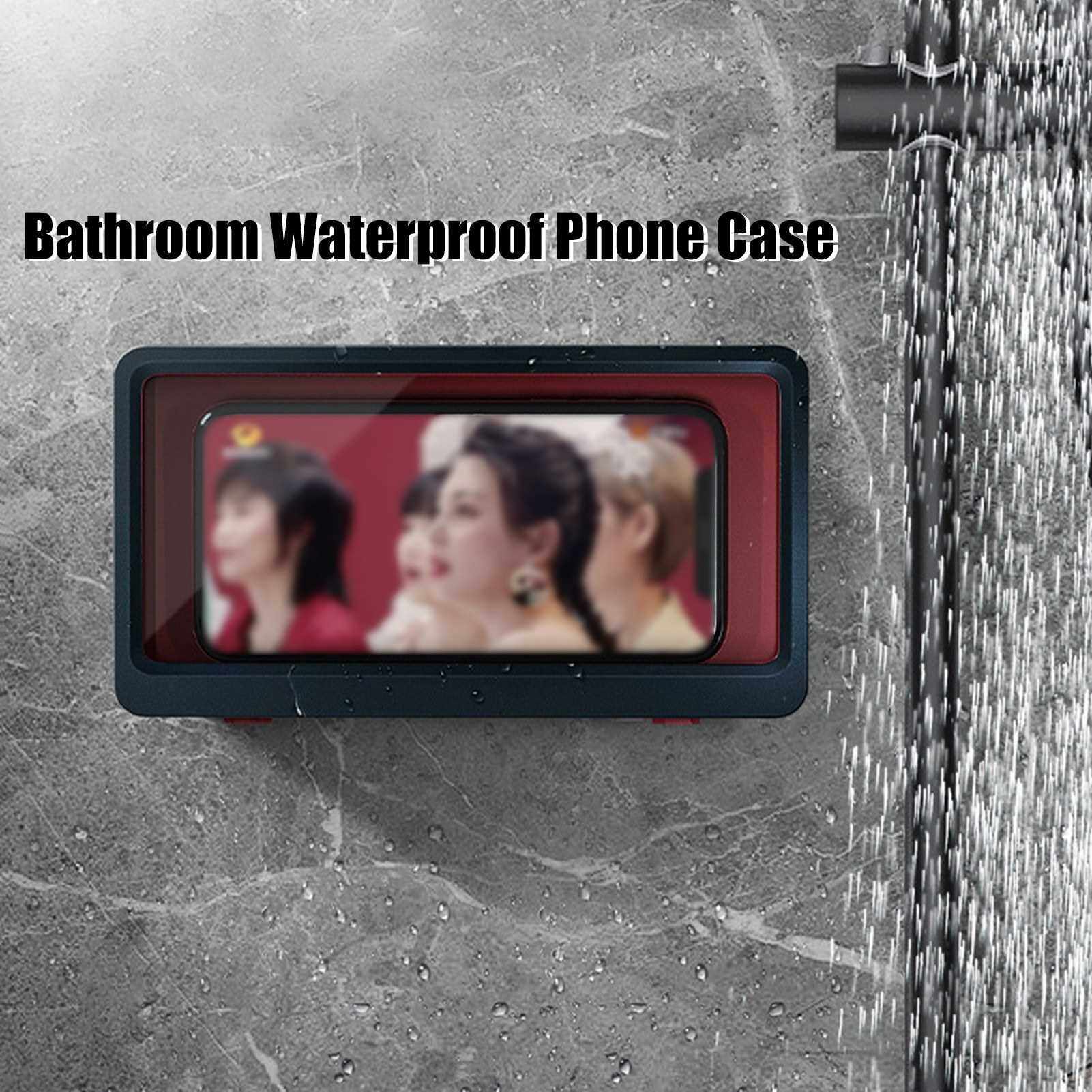 BEST SELLER Bath Waterproof Manual Operation Phone Bracket Wall-Mounted Free Of Punch Sticky Install Type Waterproof Anti-Fog Lastics Phone Bracket (Navy Blue)