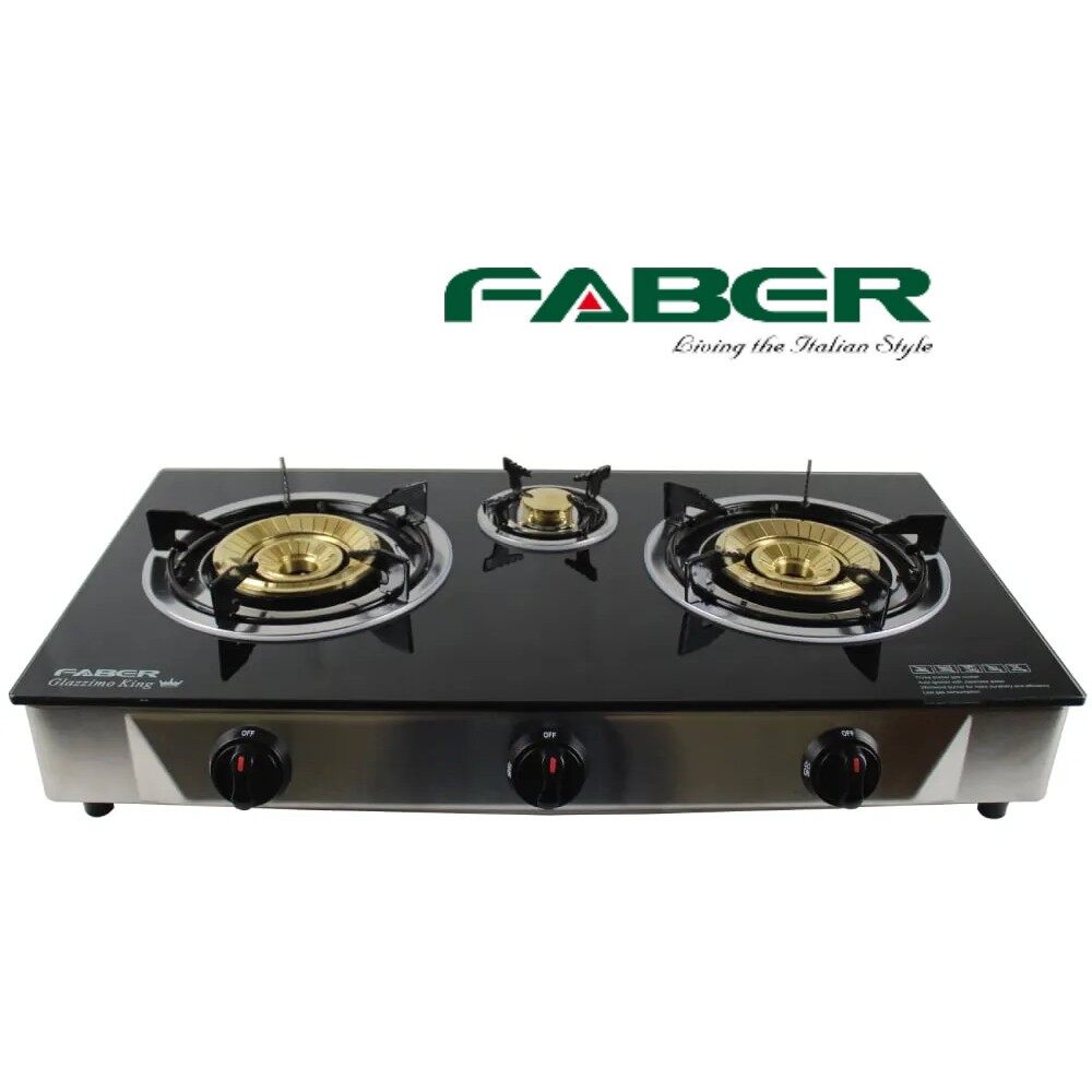 Faber 3 Burner Tempered Glass Cooker Glass Gas Stove FC GLAZZIMO KING 8133 with Bubble Wrap (READY STOCK)