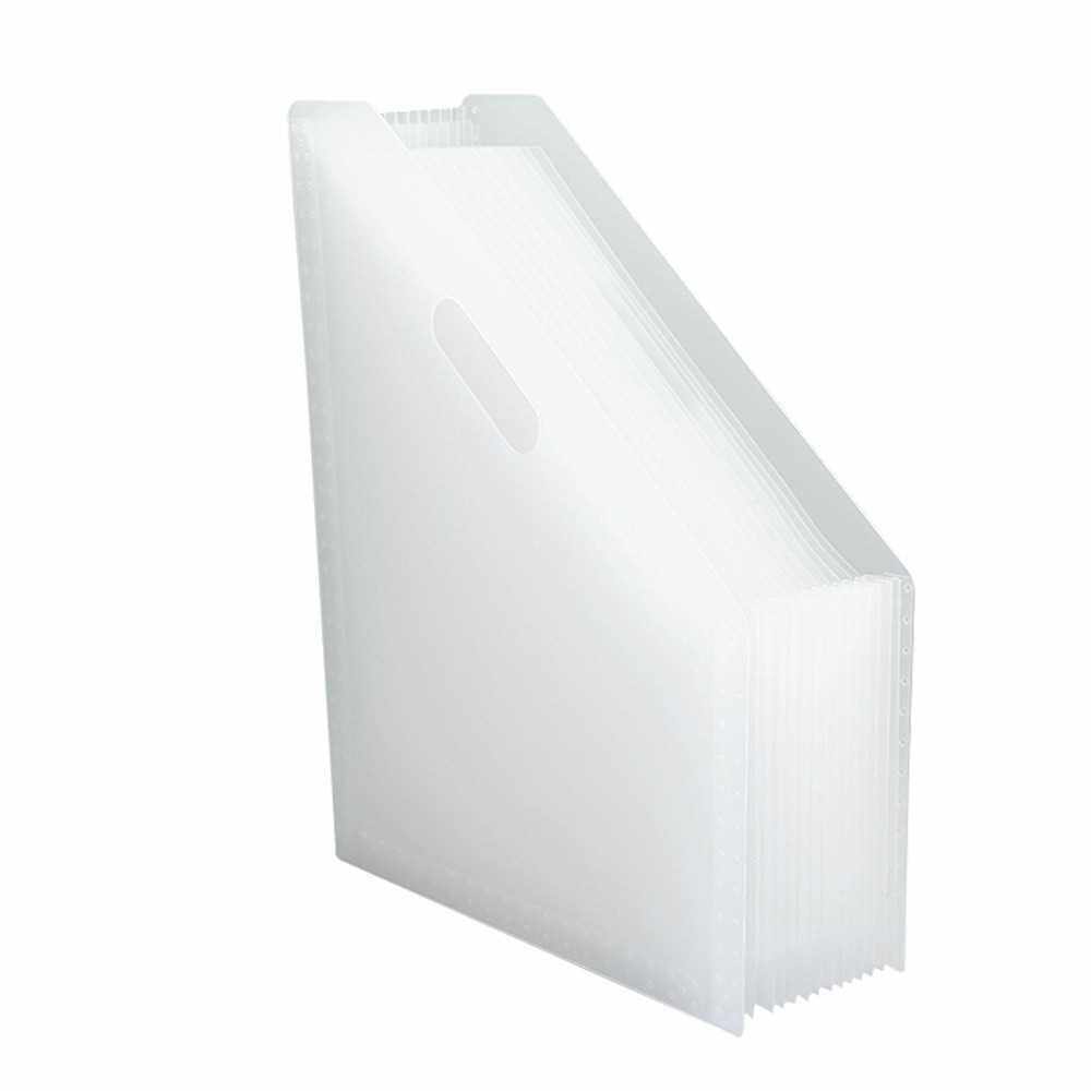 A4 Organ Style File Holder Expandable Document Organizer Desktop File Rack Storage with 13 Compartments for Home School Office Use (White)