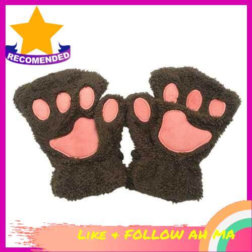 Best Selling Women Super Lovely Bear Plush Cat Paw Claw Glove (Dark Coffee)