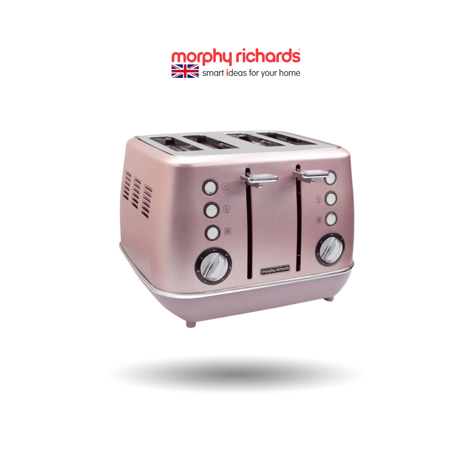 Morphy Richards Evoke 4 Slice Toaster Rose Quartz - Variable Browning Control | Removable Crumb Tray | Cord Storage