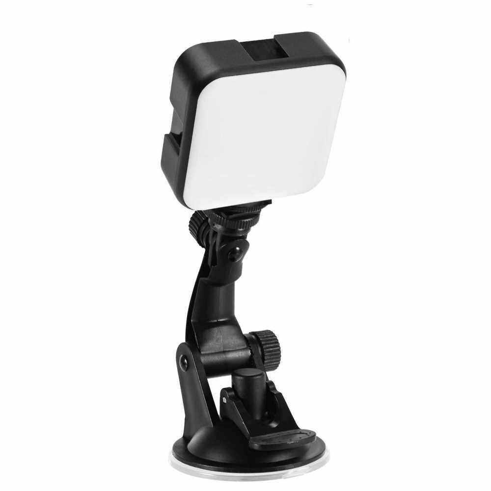 Andoer W36 Mini 4W LED Video Light 5600K 5 Levels Adjustable Brightness Built-In Rechargeable Battery 3 Cold Shoe Mounts with Suction Cup Bracket for Computer Live Streaming Online Meeting (Standard)
