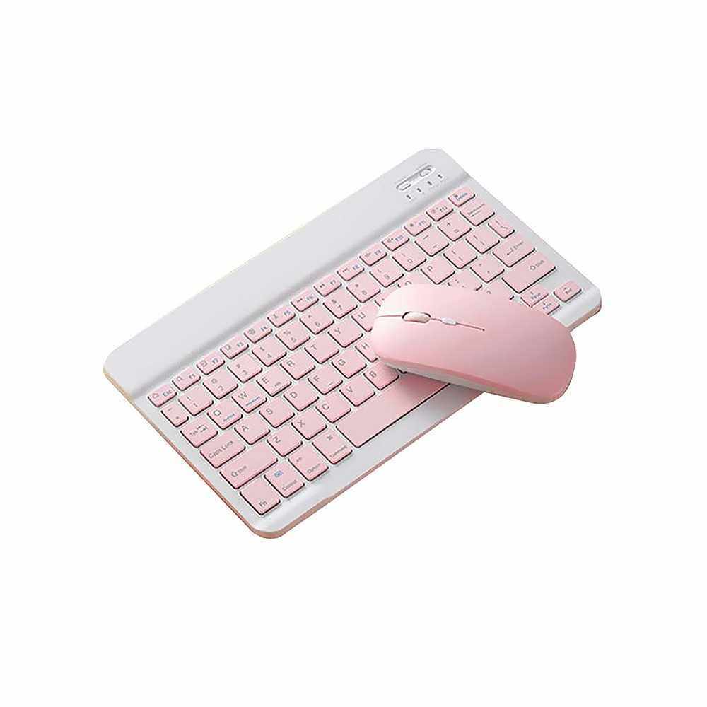 SK-030 10-inch BT Keyboard and Mouse Set 78 Key Mini Keyboard 2.4G 3-level DPI Adjustable BT Mouse for Android/IOS/Windows Pink (Pink)