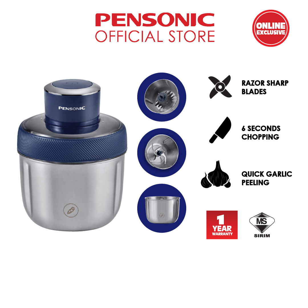 Pensonic 3 Bowl Food Processor & Chopper PB-6006S | 350W Stainless Steel 304 | Baby Food Processor & Garlic Peeler | 1 Year Warranty MS SIRIM Certified