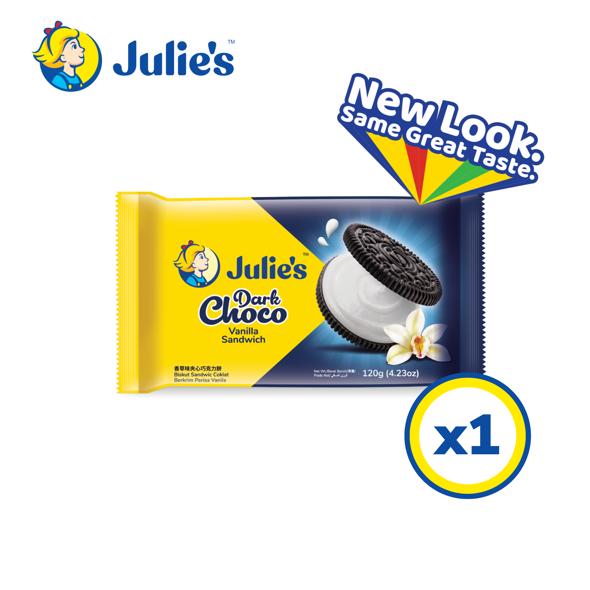 Julie’s Dark Choco Vanilla Sandwich 120g x 1 pack