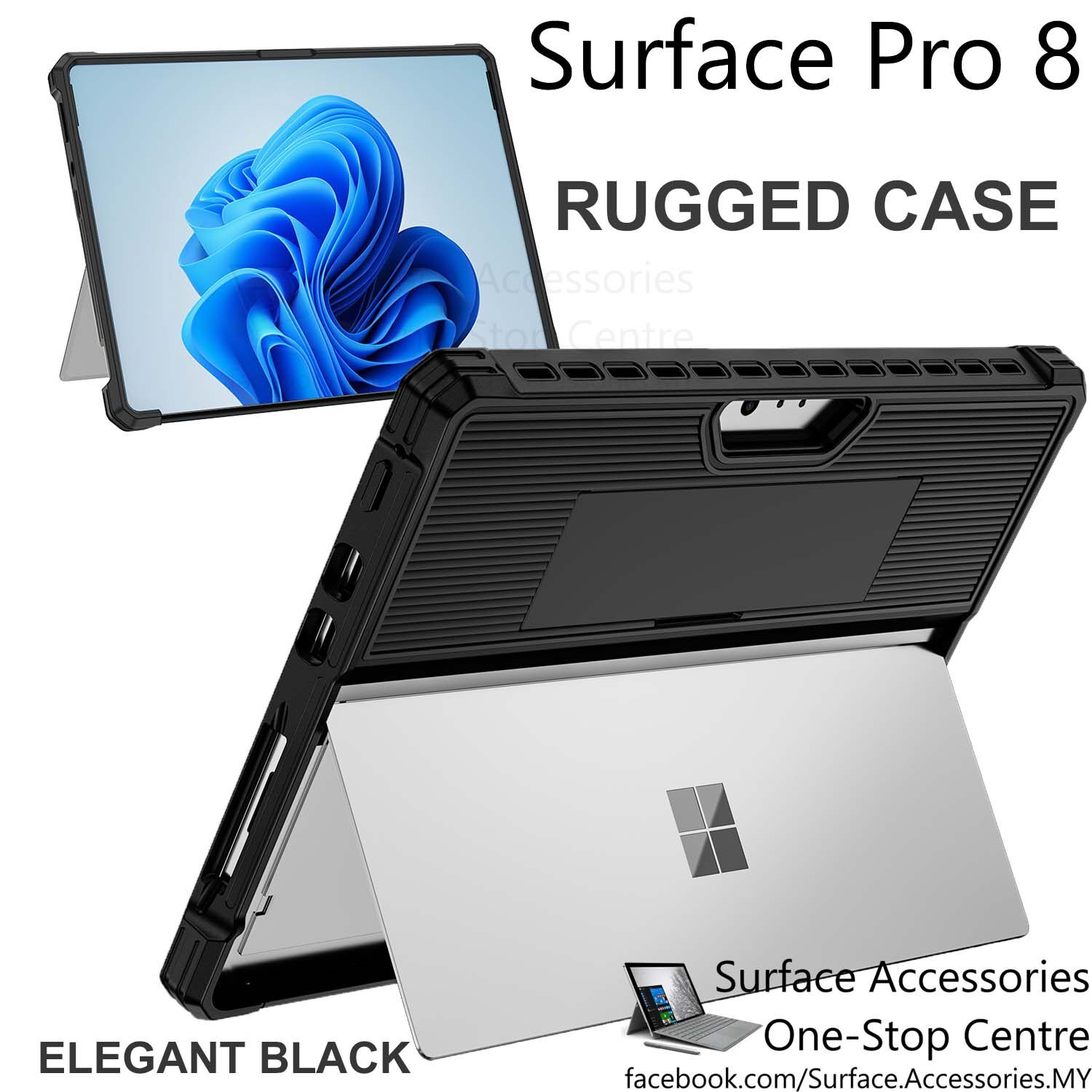 [MALAYSIA]Microsoft Surface Pro 8 Rugged Casing Microsoft Surface Pro 8 Rugged Casing Pro 8 Rugged Case Stand Flip Case Surface Pro 8 Protective Case - Includes Kickstand Cover New 2022 / 2023 Version