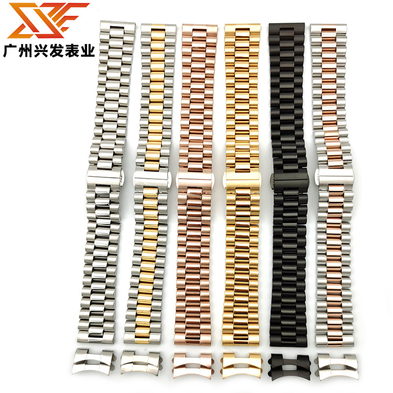 [EE utility] Sanniu Niu Ring Sanzhu with Butterfly Clasp Quick Release Arc Mouth Elbow Stainless Steel Three Beads Watch celet Watch Strap Women Watches