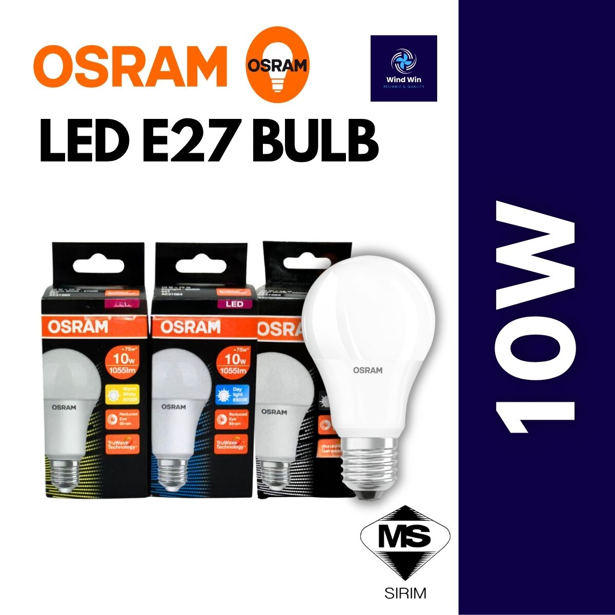 OSRAM LED BULB E27 4.9W/8.5W/10W/13W 2700K WARM WHITE 4000K COOL WHITE 6500K DAYLIGHT