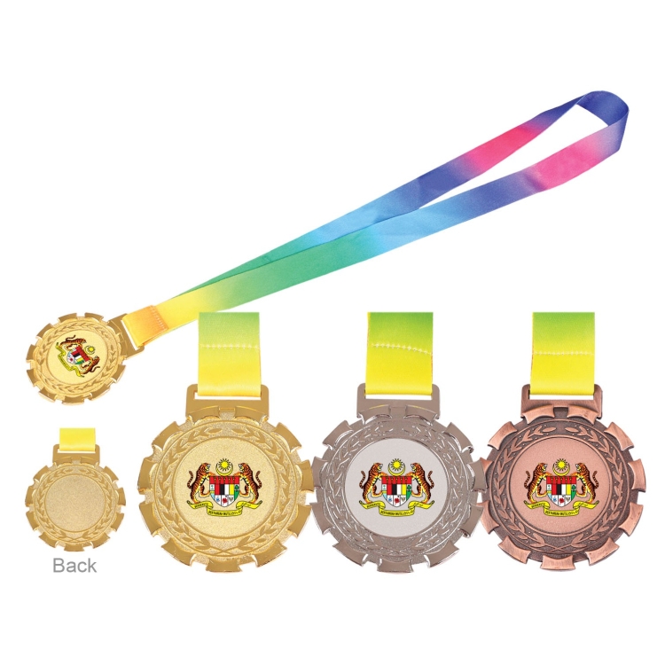 Metal Hanging Medal 6.5cm – Pingat Logam Emas/Perak/Gangsa (Tanpa Sticker) | Custom Sticker Logo Acara Tersedia