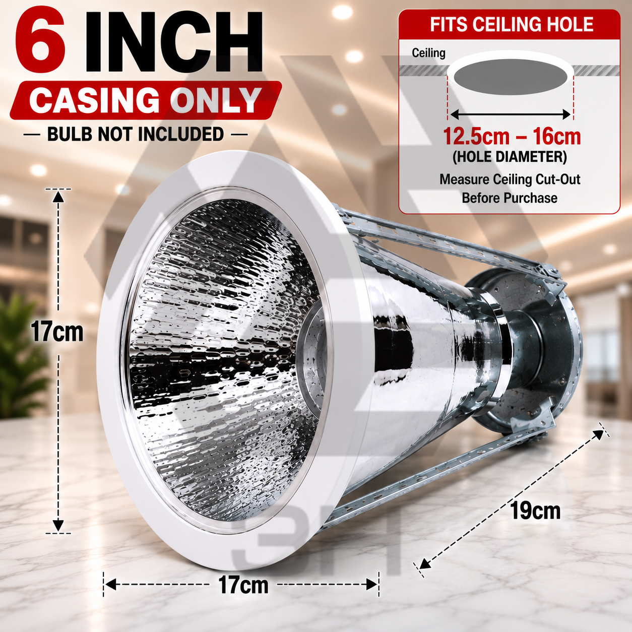 3H Lampu Siling Downlight LED E27 4 Inci/6 Inci [Recessed] Bulat Casing For Siling Plaster
