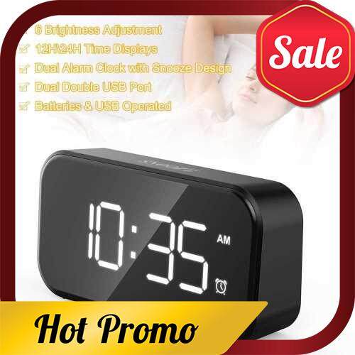 Multifunctional Alarm Clock 6 Brightness Adjustment 2 Time Displays 